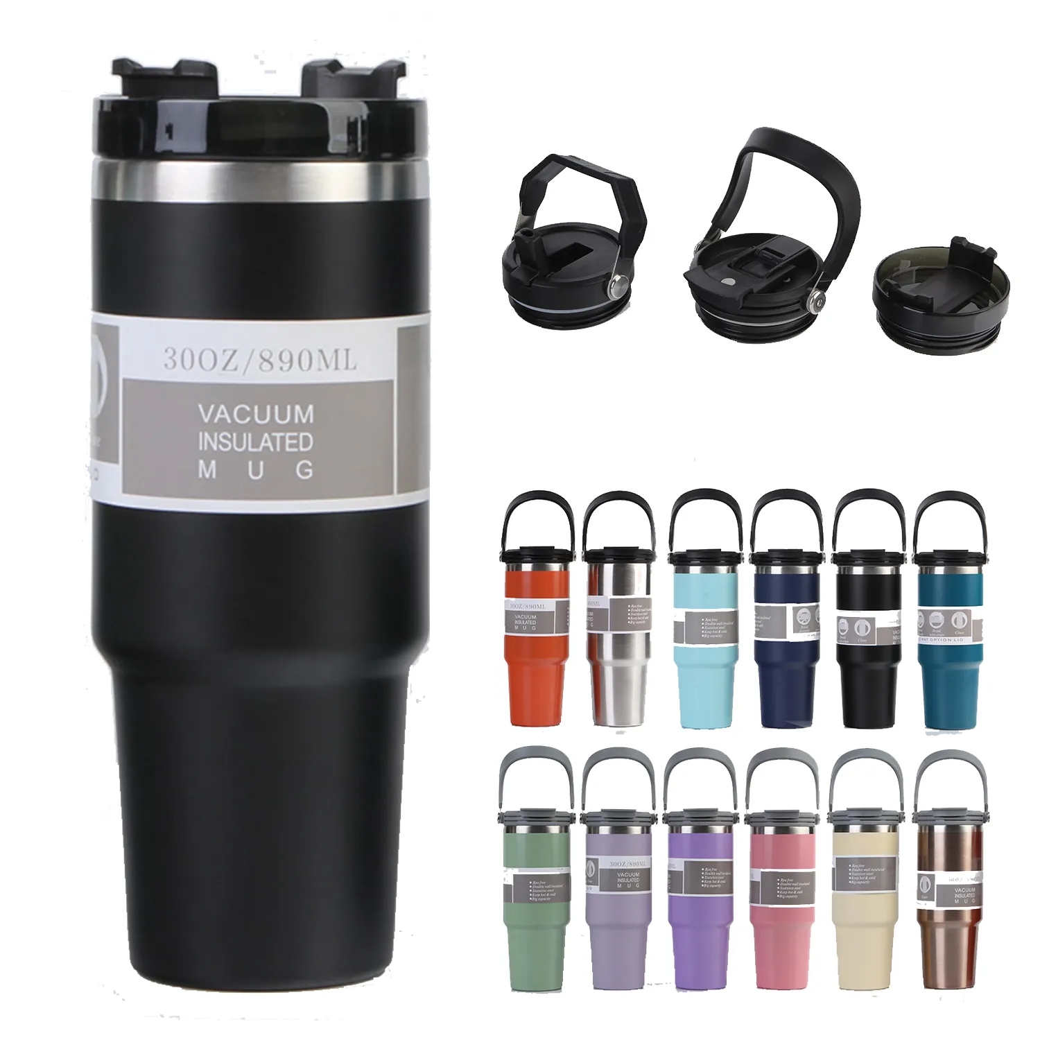 20oz stainless steel thermos cup with straw, custom water bottle with logo imprint 2