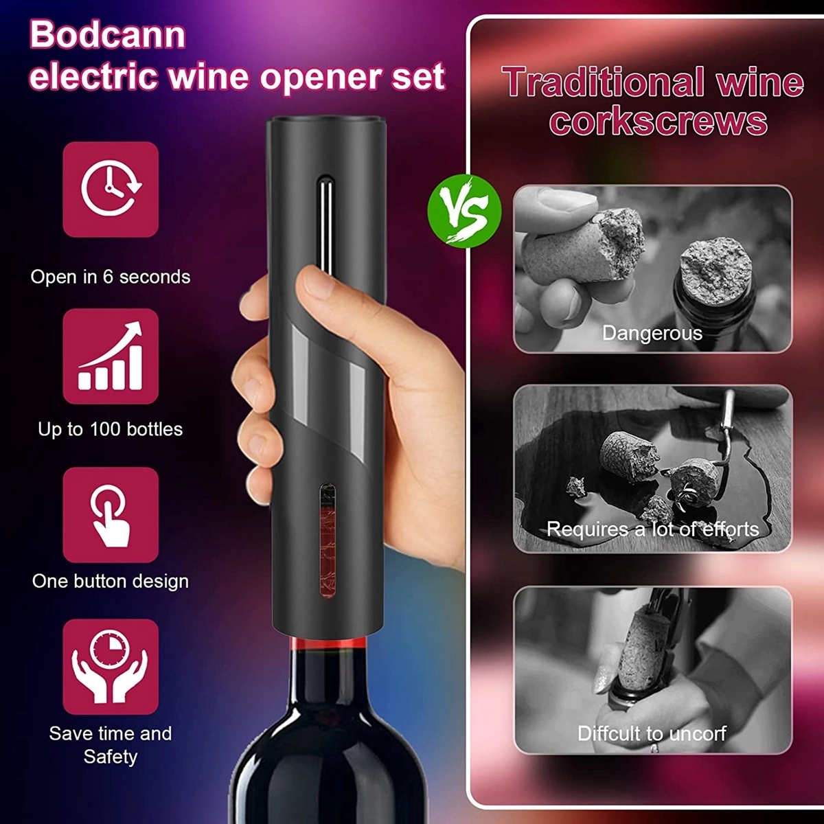 6 Piece Electric Wine Bottle Opener Gift Set 5