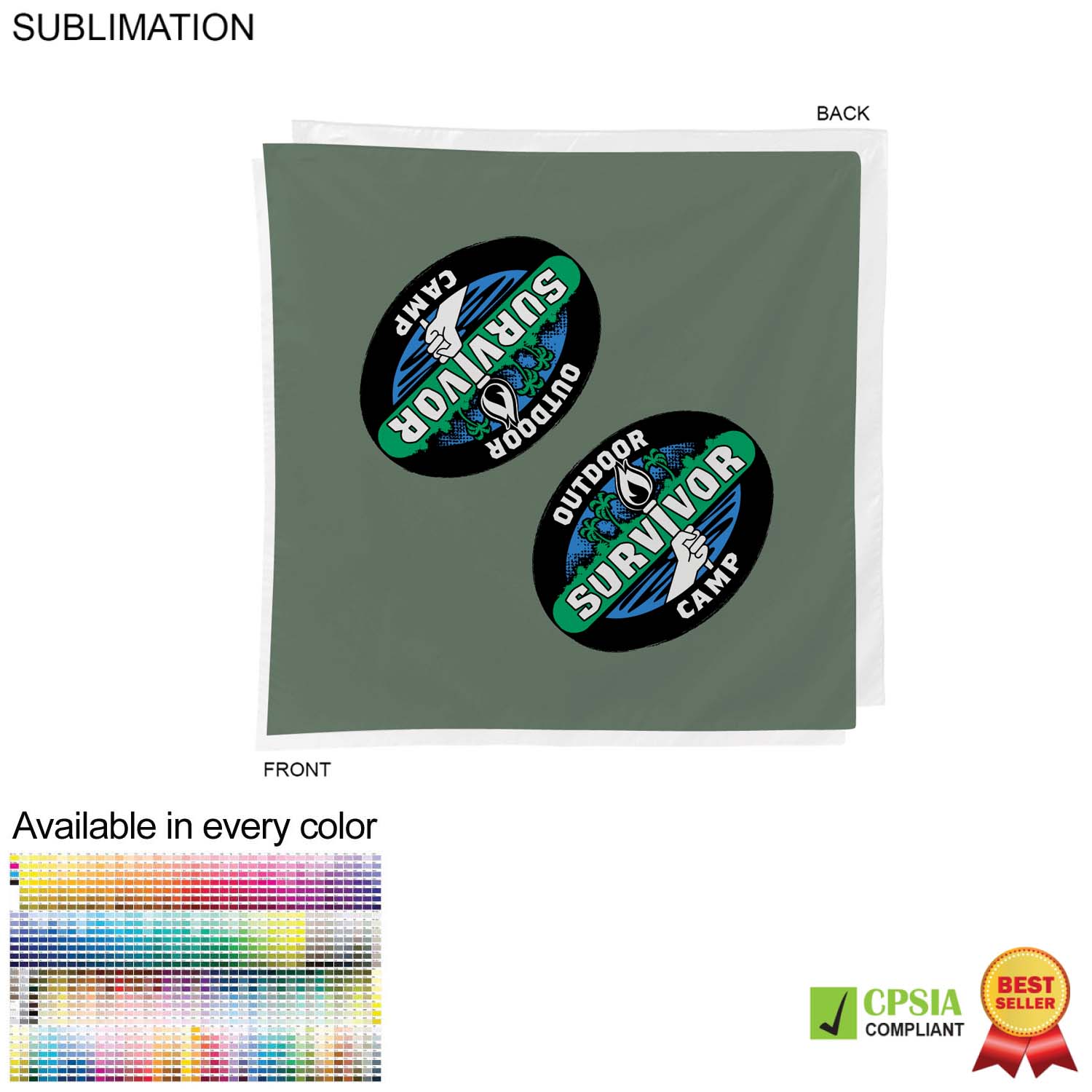 "Survivor" Themed Sublimated Bandannas, 22"x22" 4