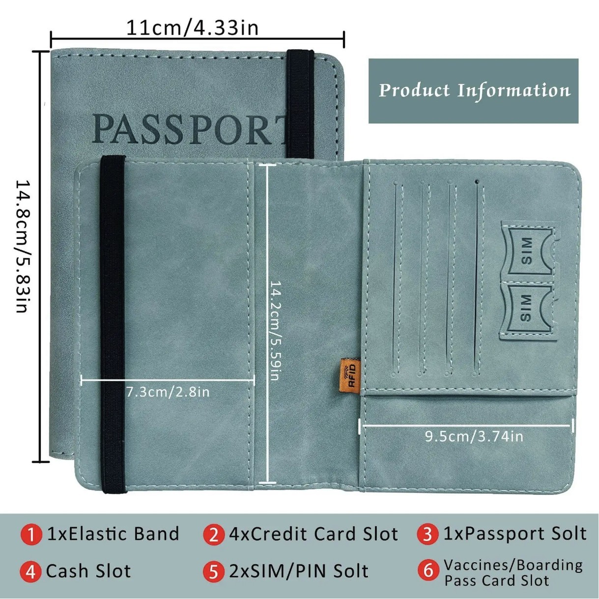 PU Leather Travel Document Holder For Women Men Travel Accessories 3