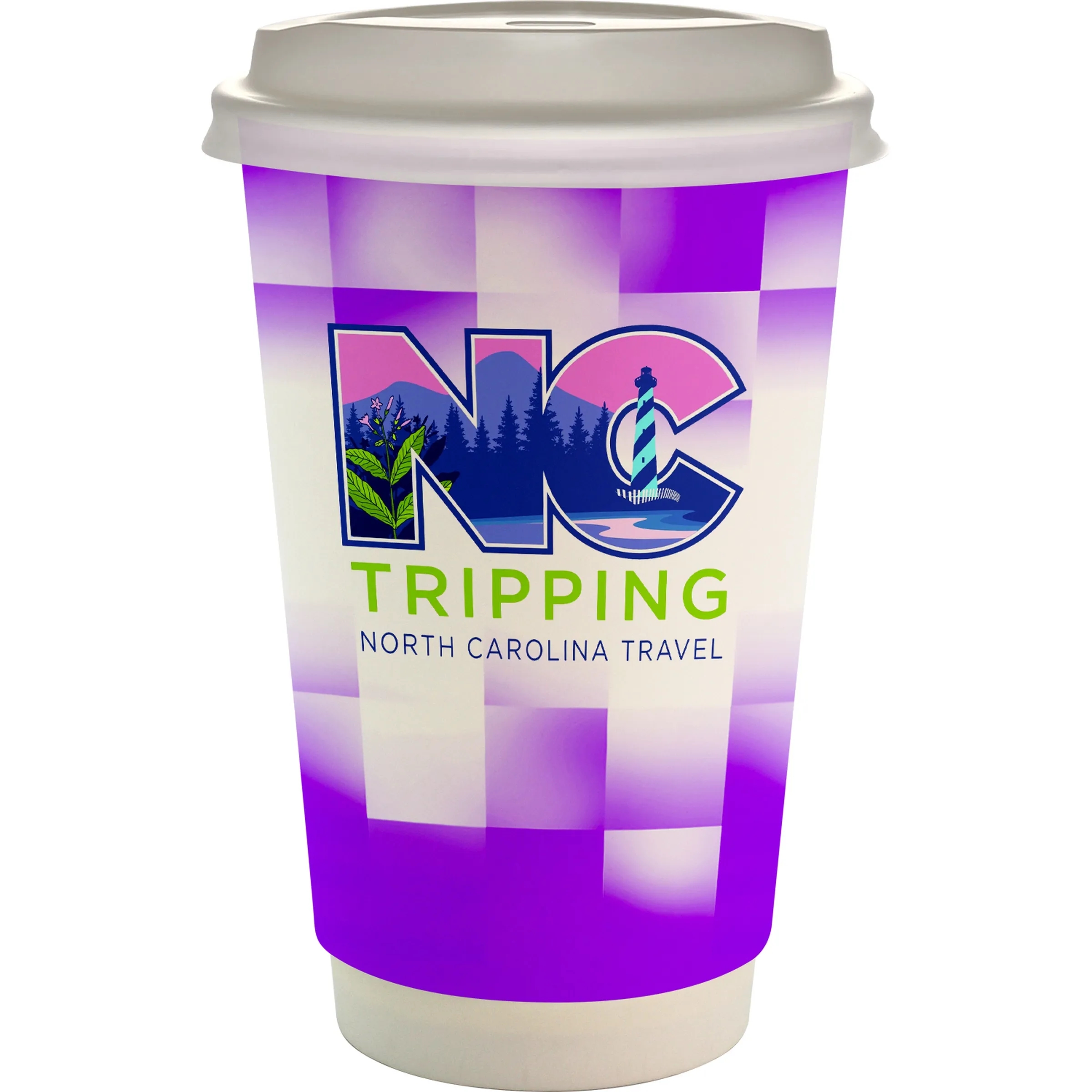 16 oz. Full Color Shaded Checkers Paper Cup With Lid 17