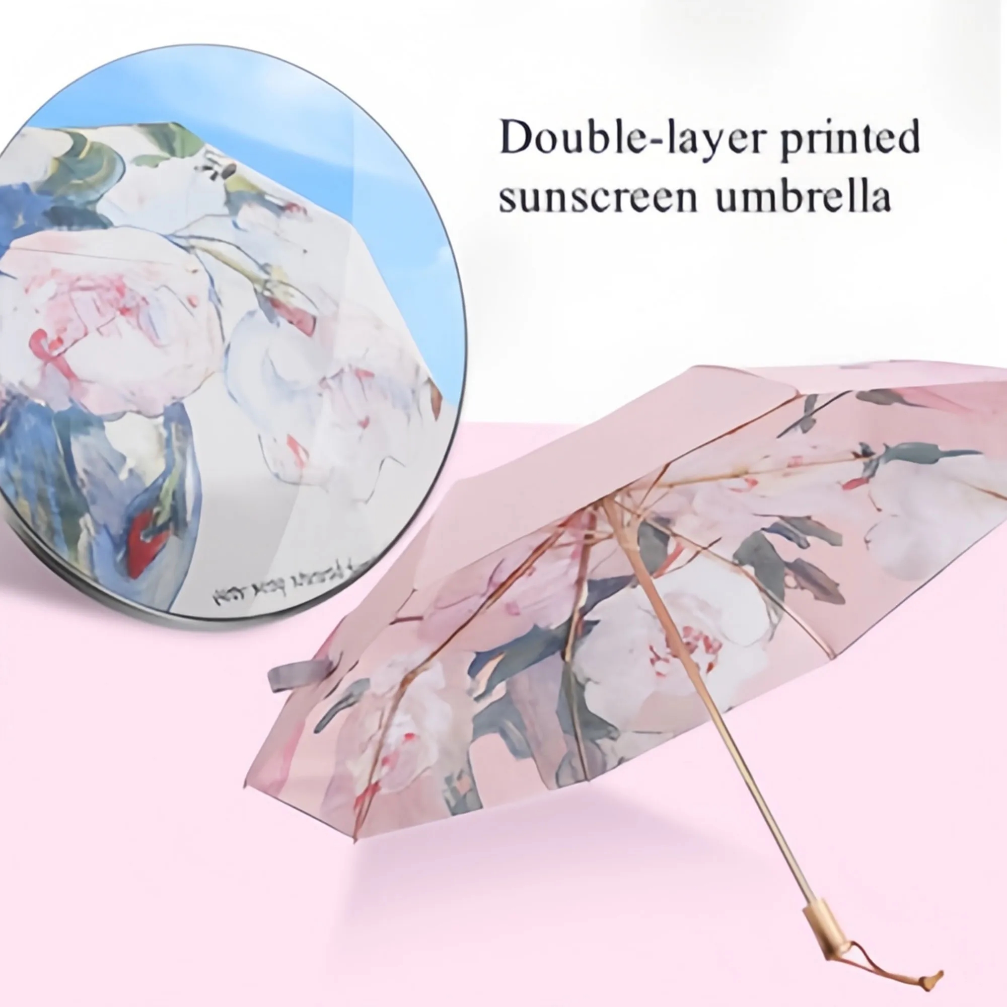 Luxury Handle UV Block Umbrella UPF50+ 16-Rib Compact 4