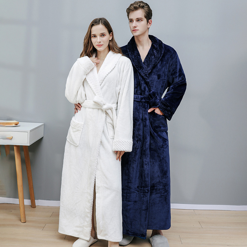High Quality Women Men Fannel Warm Plush Robes 13