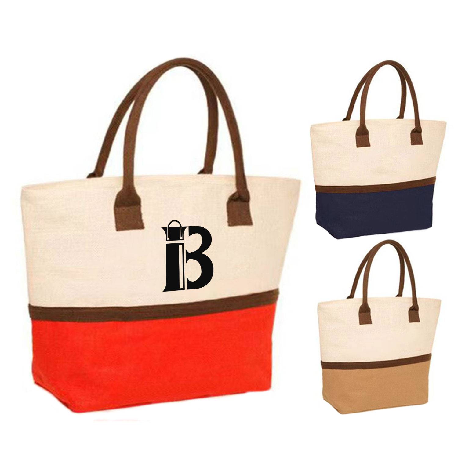 Custom Splicing Linen Fashion Tote Bag, custom tote bag with logo imprint 5