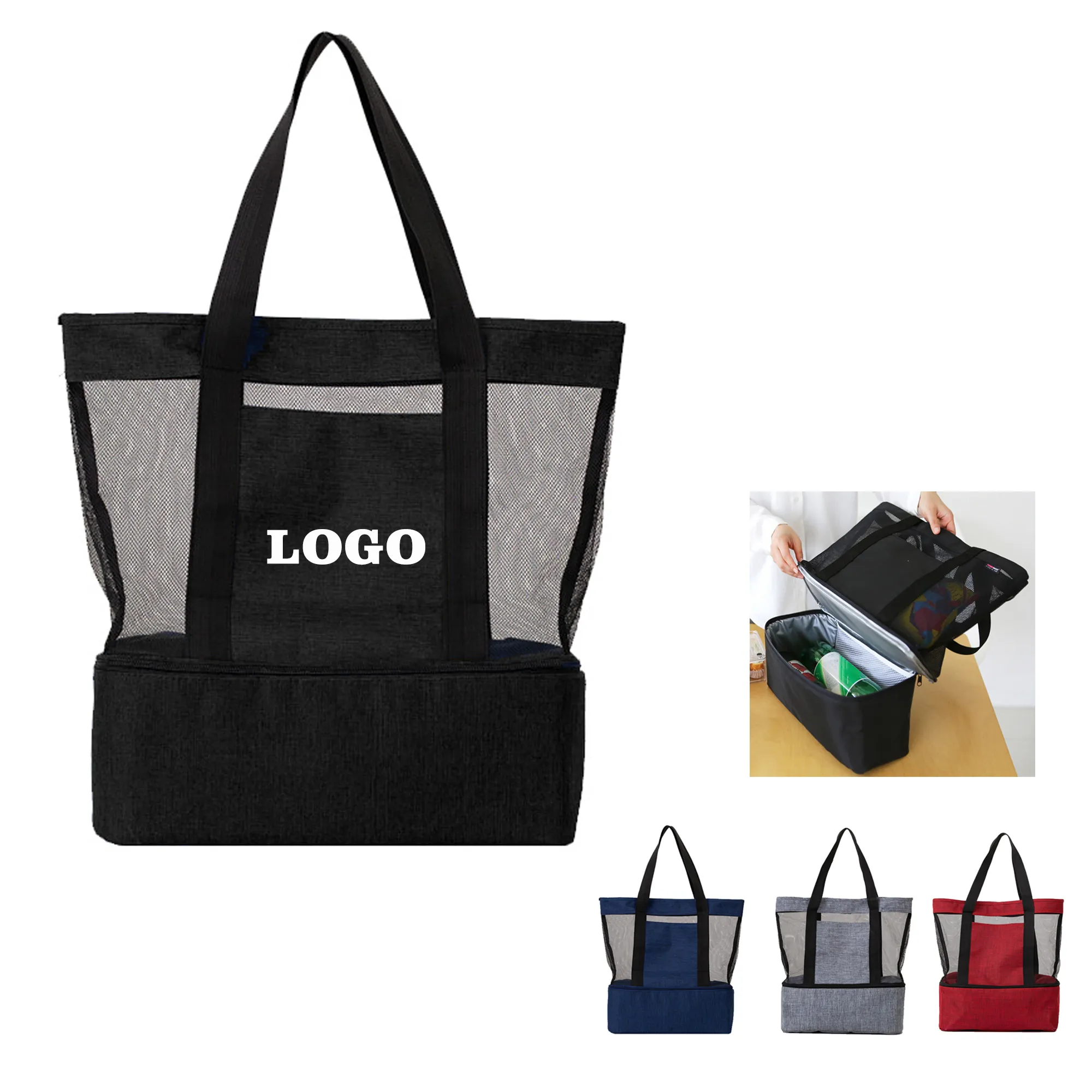 Mesh Tote With Cooler