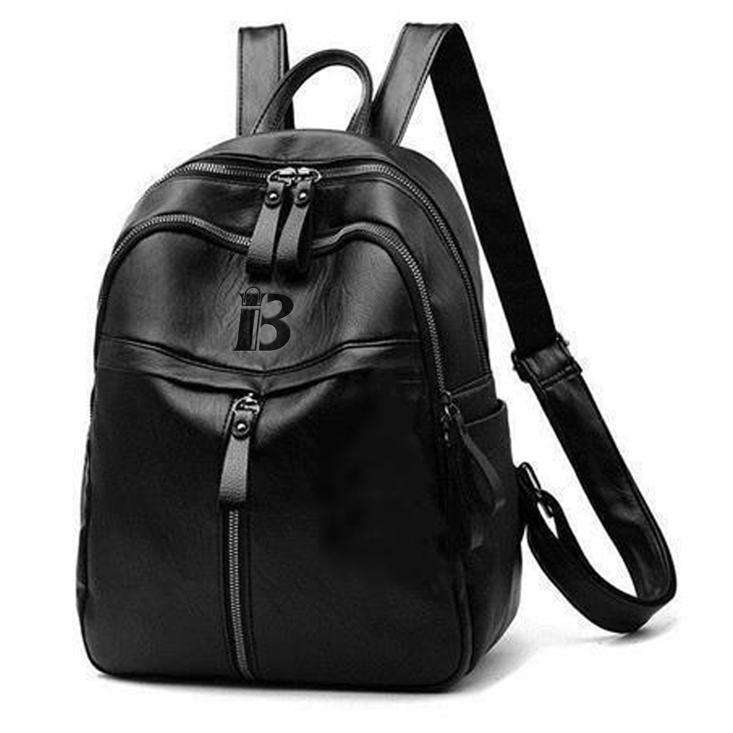 Waterproof PU Leather Double Zipper Backpack 2