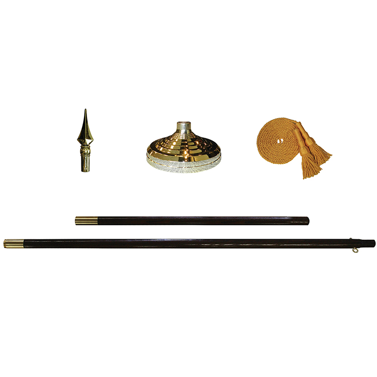 7' Oak Pole Indoor Mounting Set with Spear Top 4