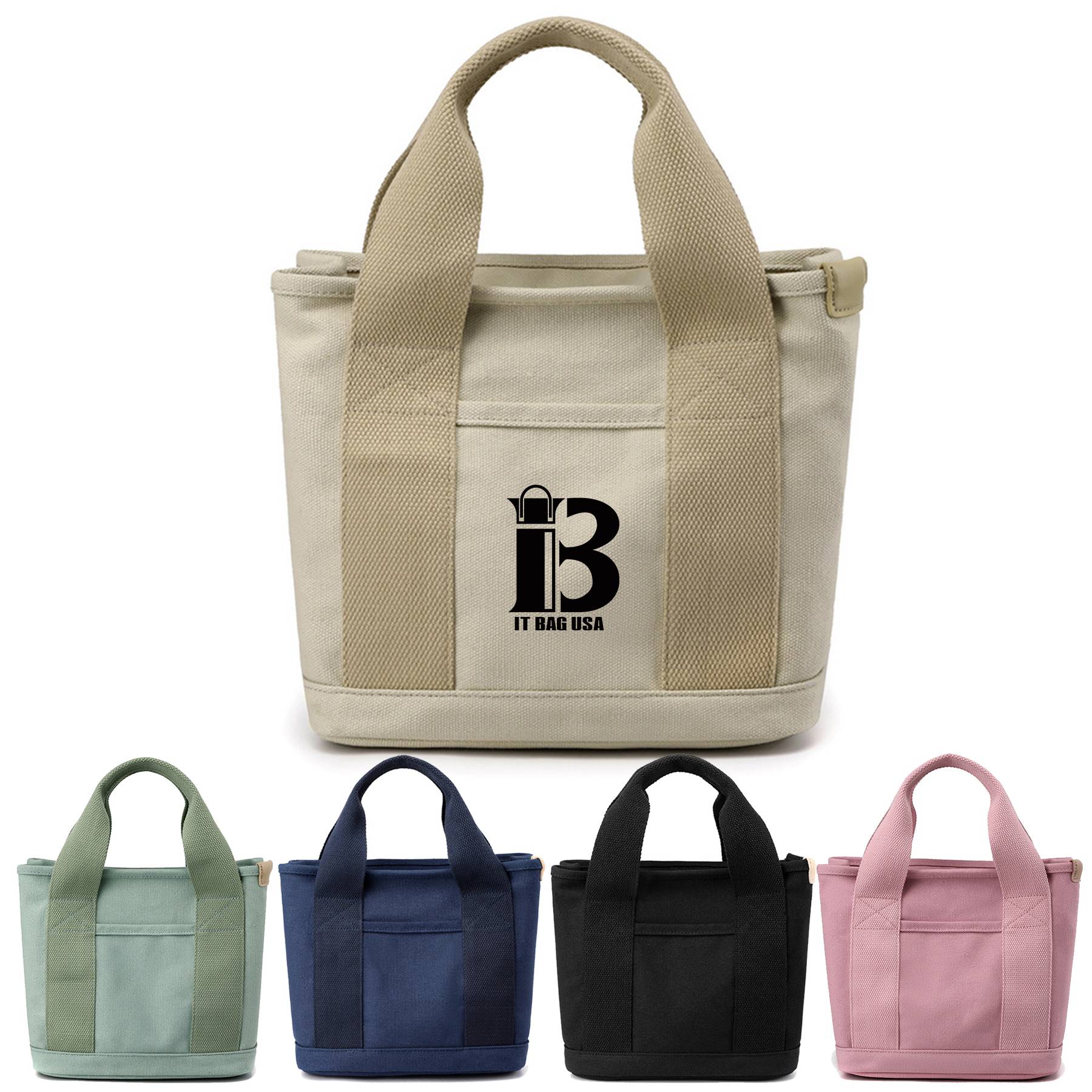 Canvas Small Tote Bag Handbag with Zipper, custom tote bag with logo imprint 8