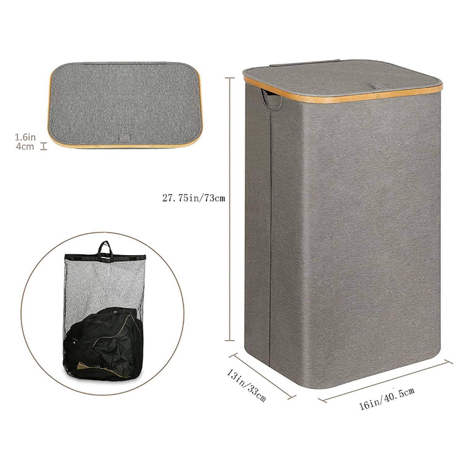 Dirty Laundry Basket with Removable Mesh Bag 6