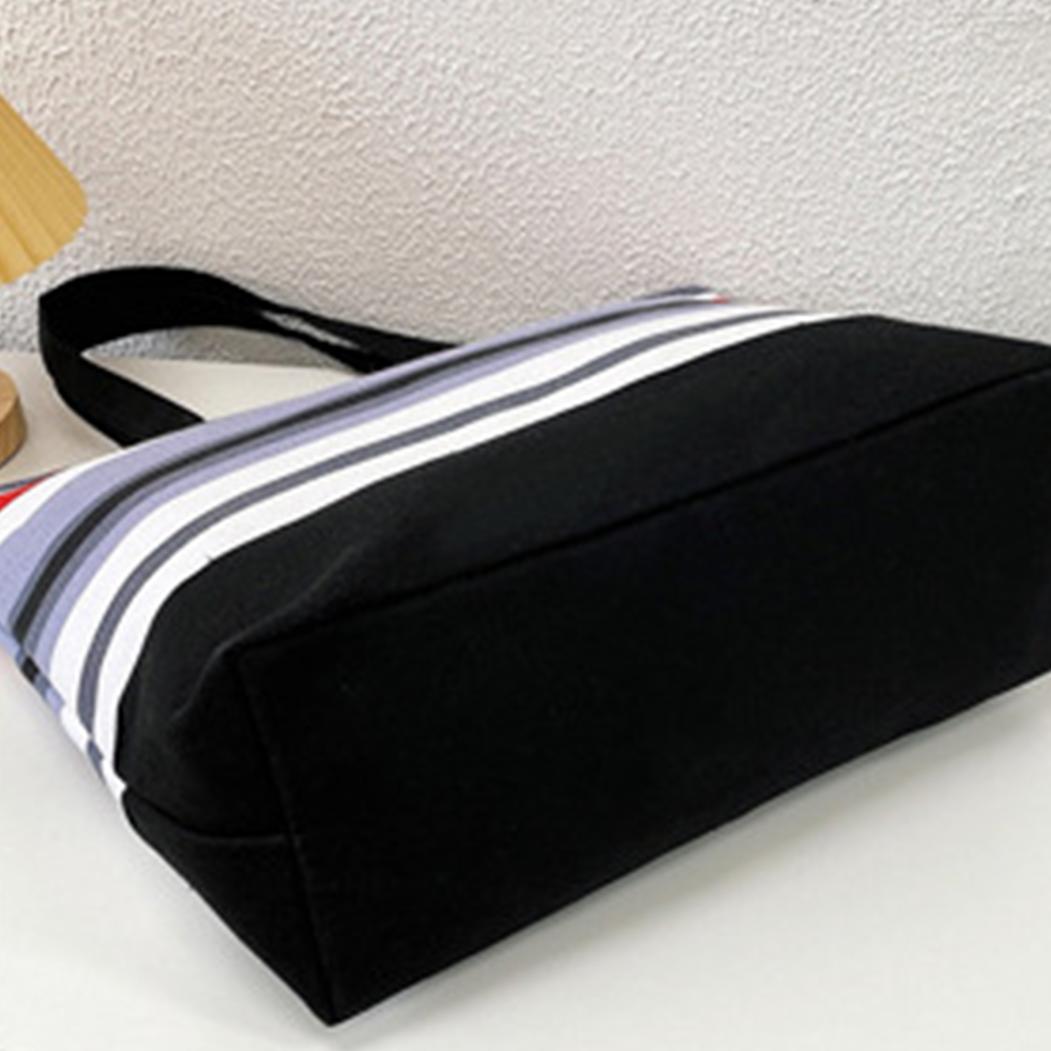 Coloured striped canvas tote bag 2