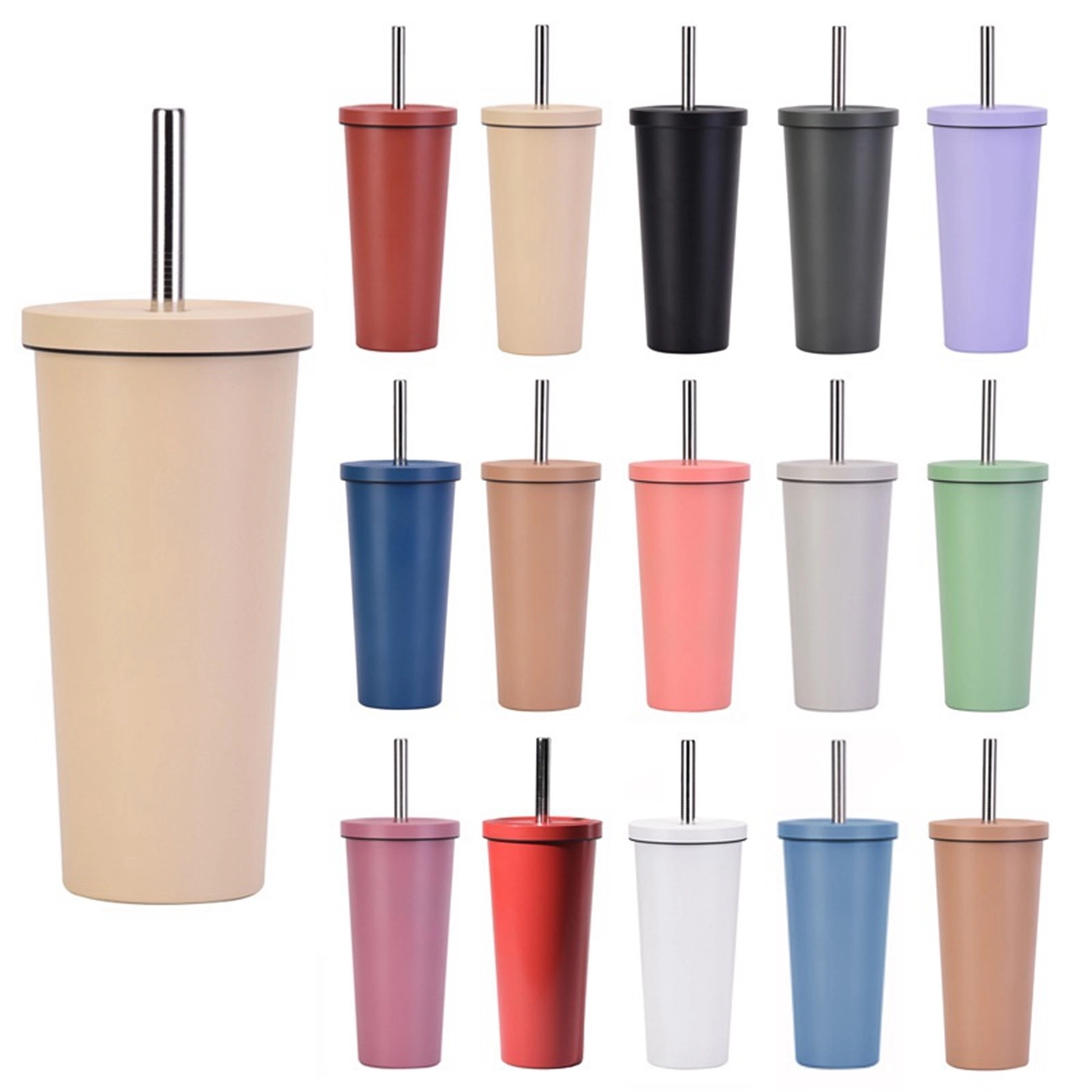 24 Oz. Ceramic Liner Stainless Steel Straw Cup 4