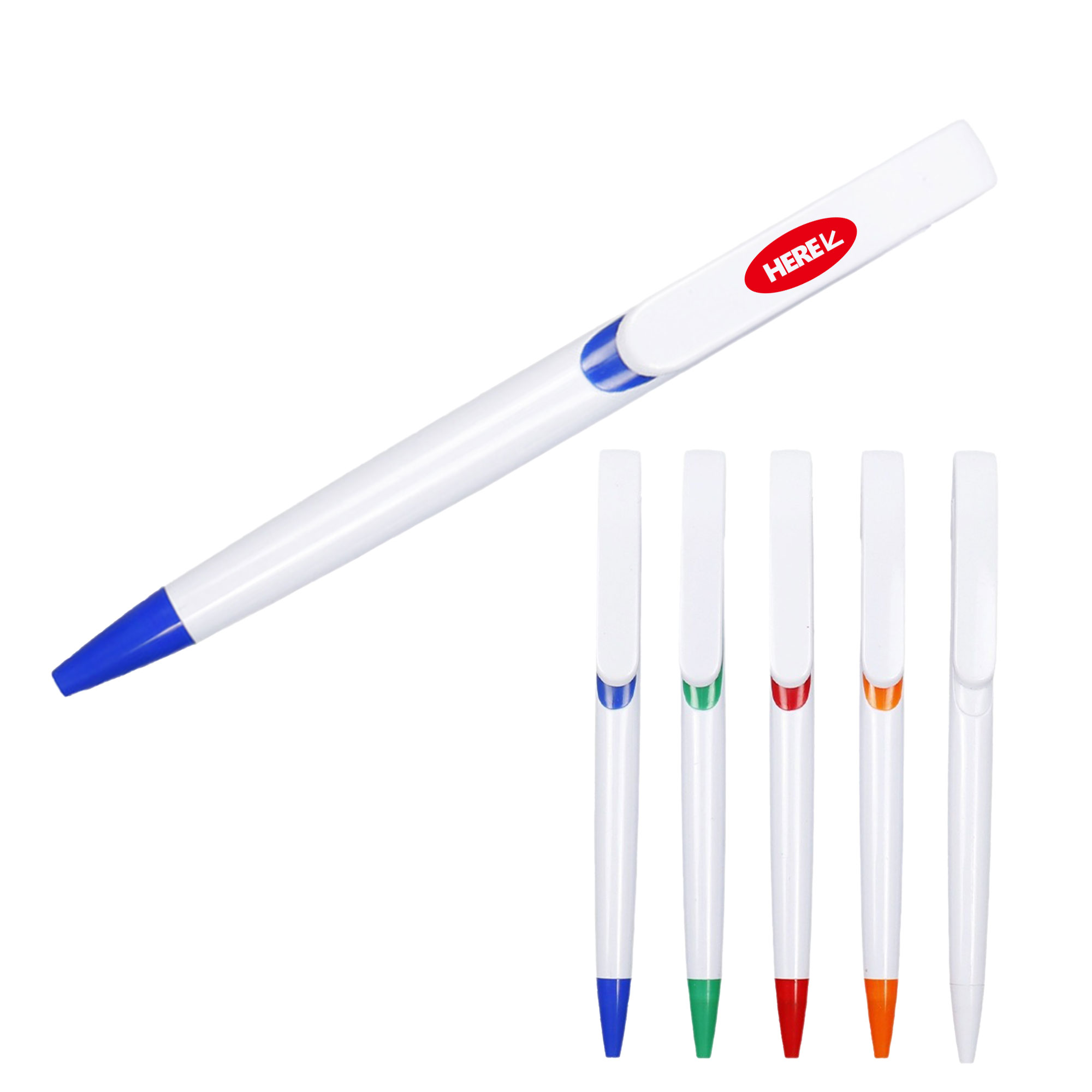 Plastic Push-Activated Ballpoint Pen, custom pen with logo imprint 2