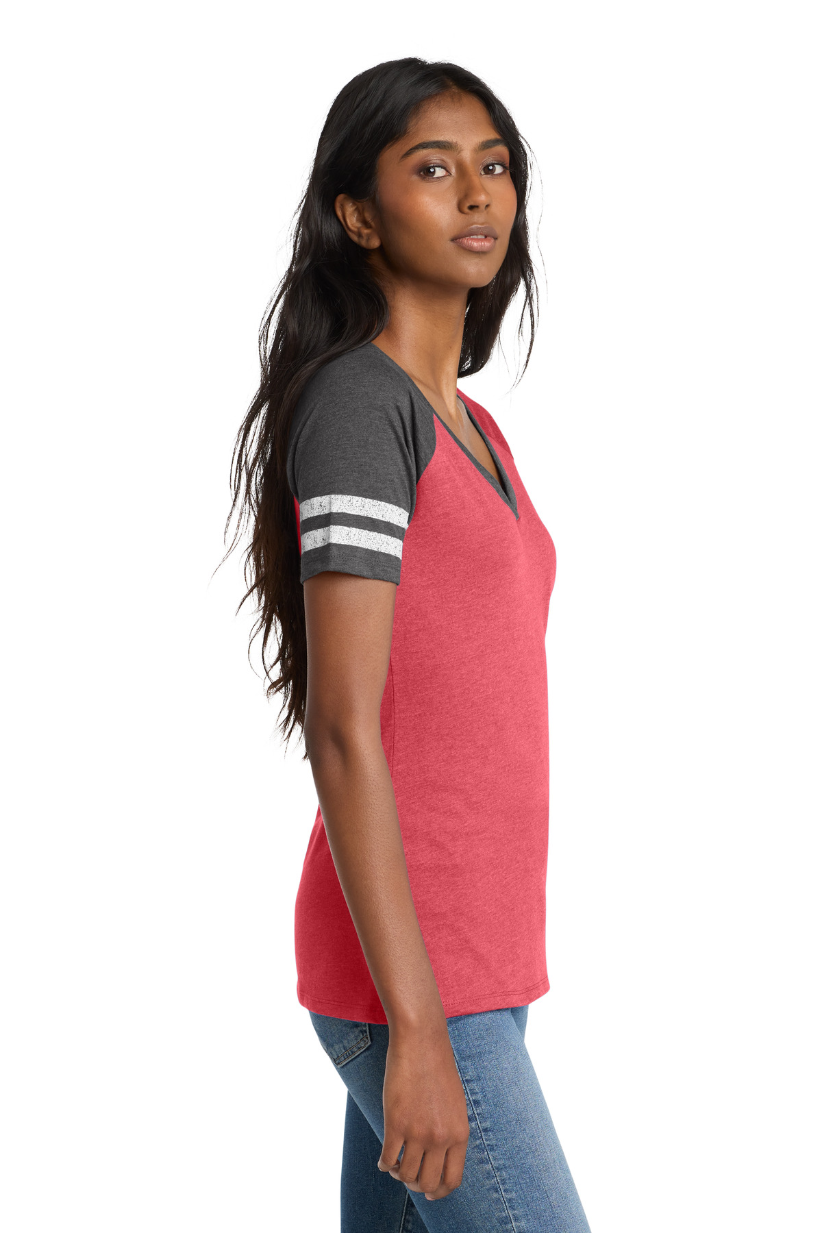District Women's Game V-Neck Tee. DM476 47