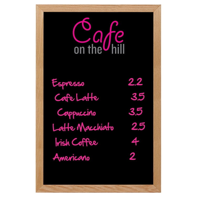 Wall Oak Frame Wet-Erase Board 24"w x 36"h