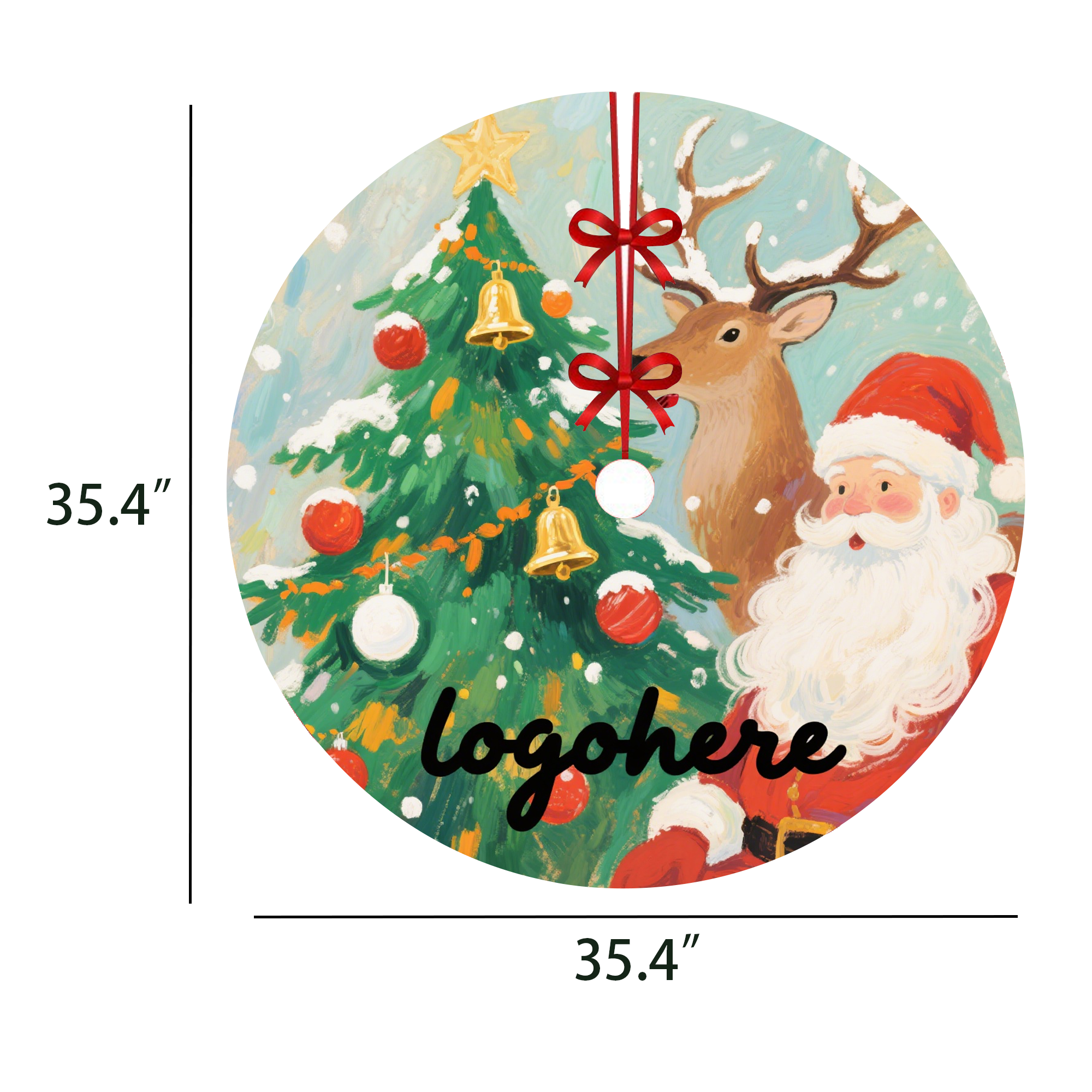 Large 35 inch Holiday Tree Skirt Floor Protector Mat 4