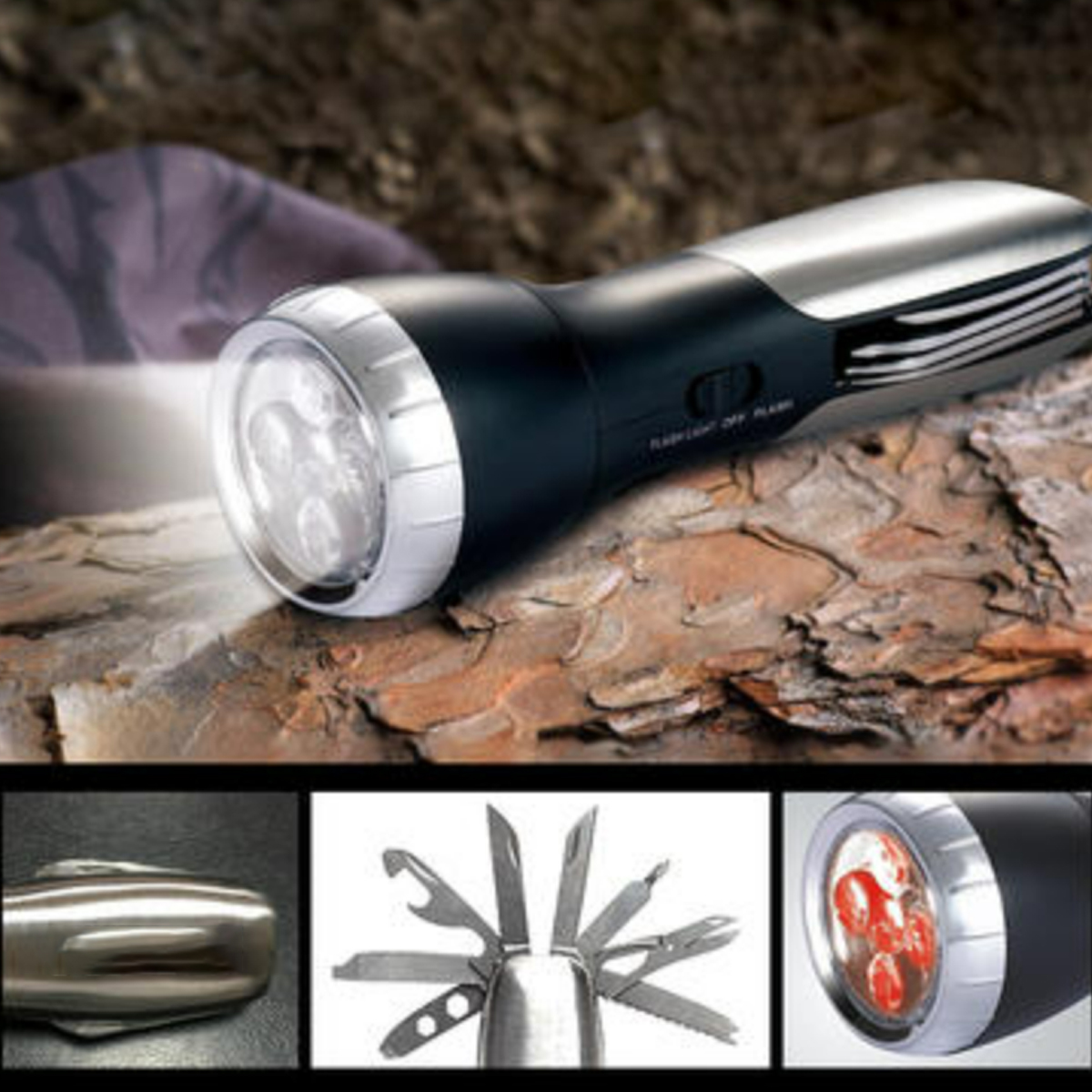 Multi-Function LED Flashlight & Red Light w/ Tool Set 2