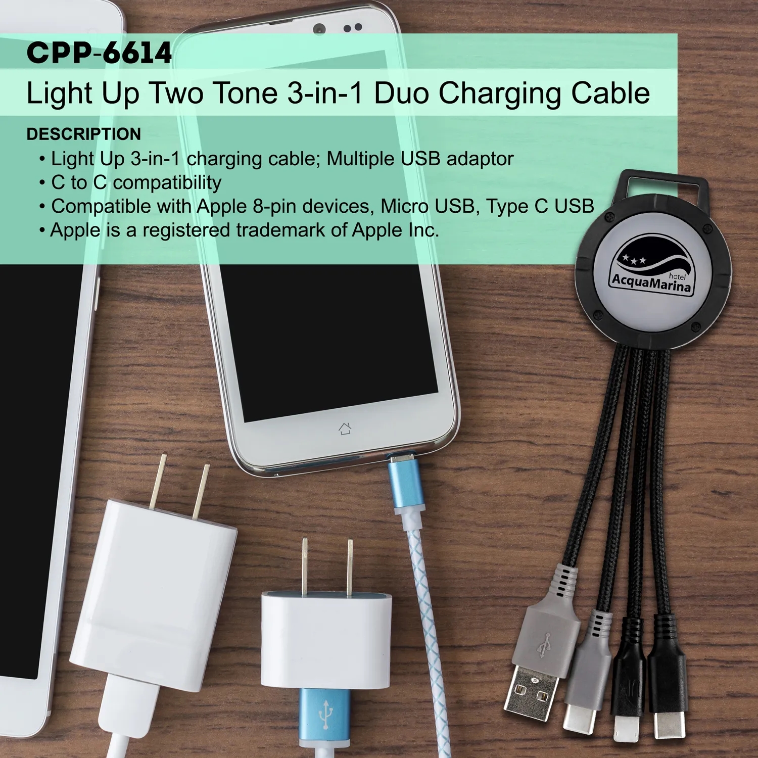 Light Up Two Tone 3-in-1 Duo Charging Cable 5