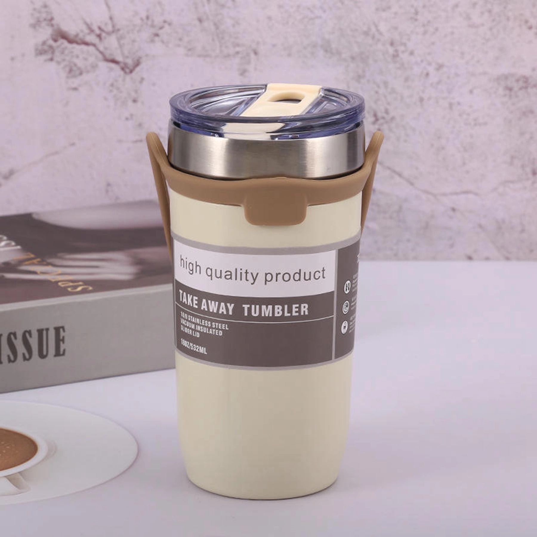 19  Oz. Vacuum Insulated Coffee Tumbler with Silicone Strap 3