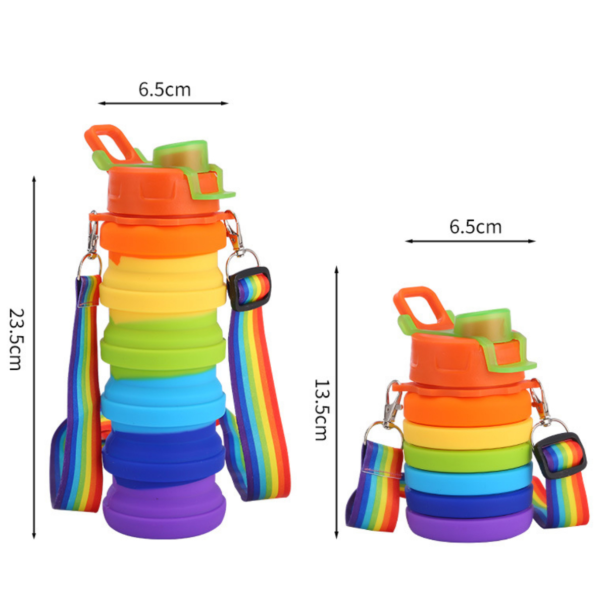 12oz Collapsible Silicone Bottle with Rainbow Strap 8