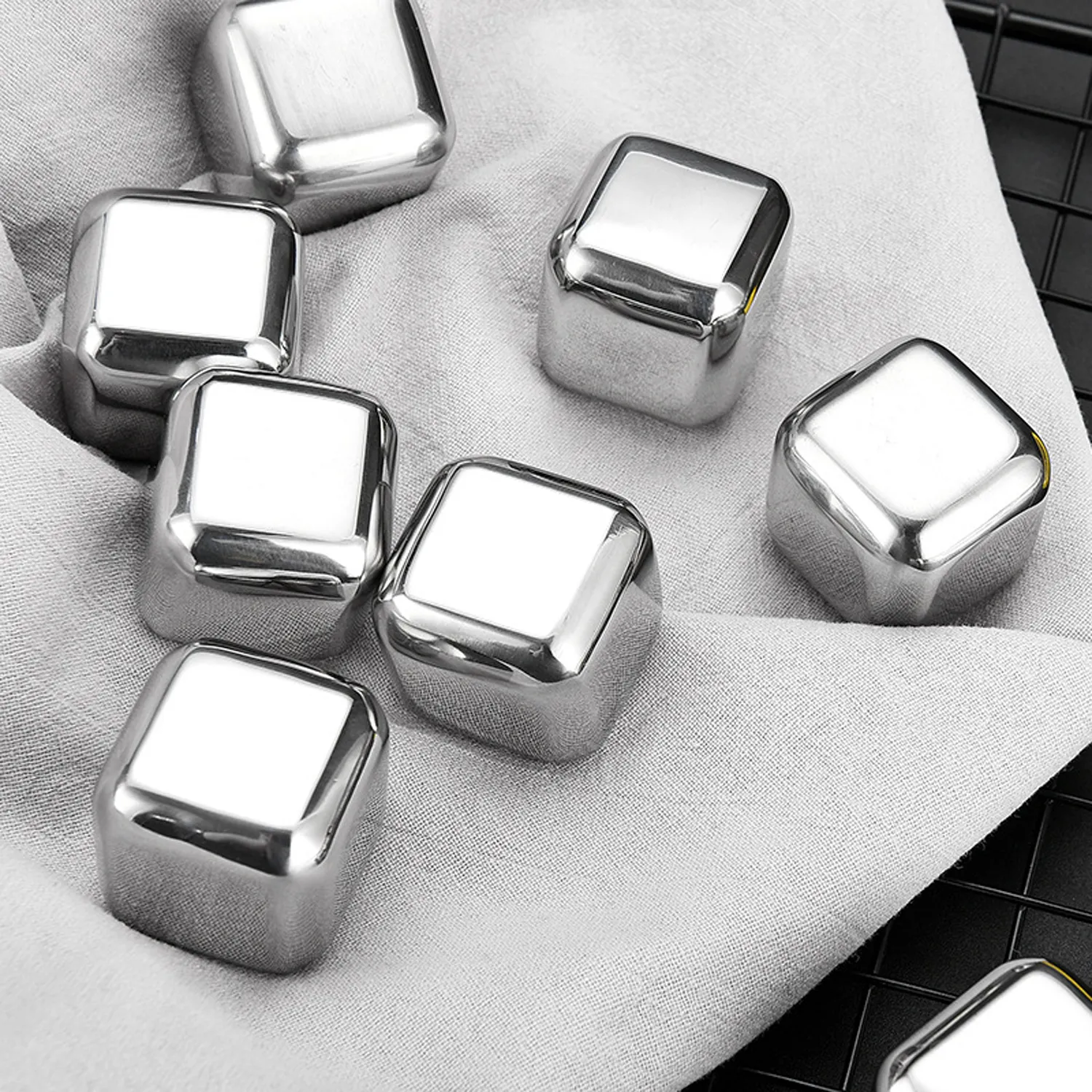 8 Packs Reusable Stainless Steel Ice Cube 6