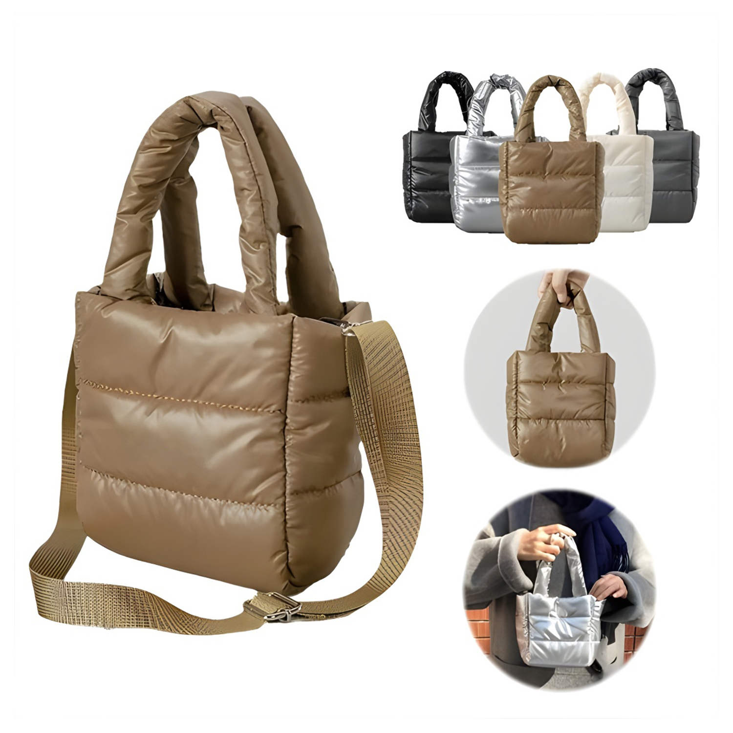 Mini Puffer Tote Light Padded Handbags cross-body bag 14