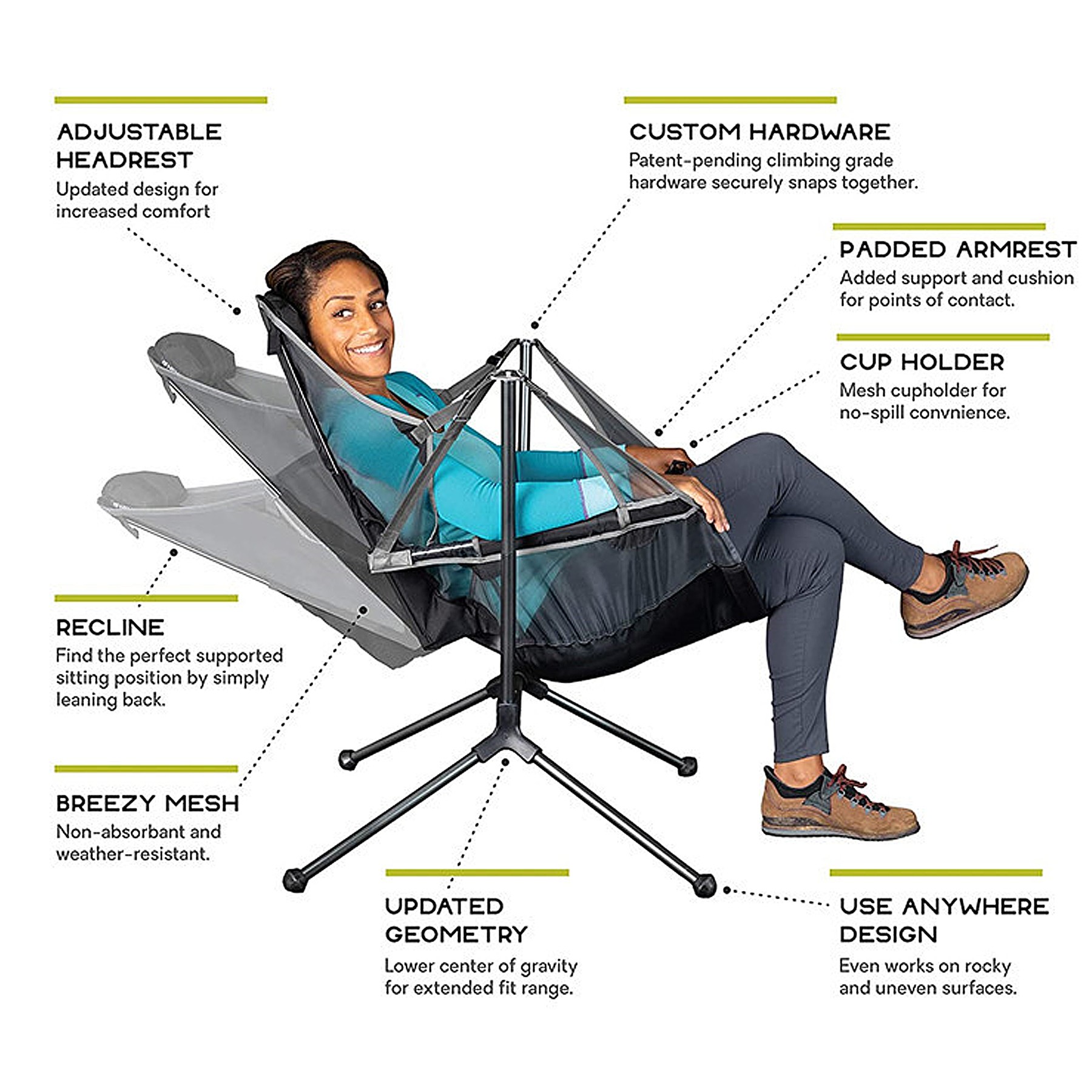 Folding Hammock Camping Chair Swing Rocking Beach Chair 3
