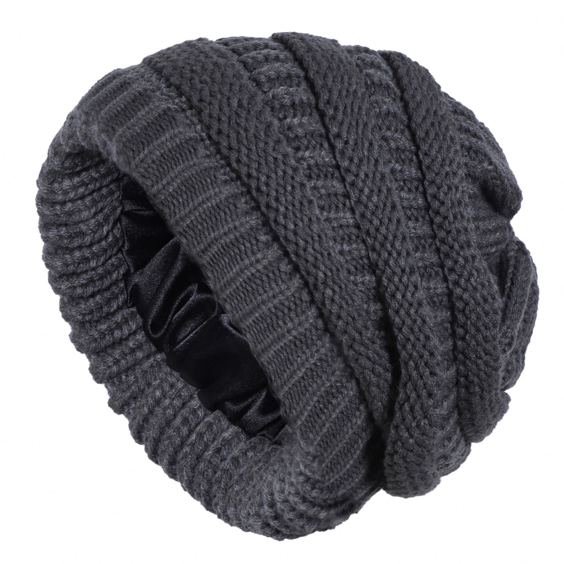 Winter Knitted Satin Lined Beanie Hats 2