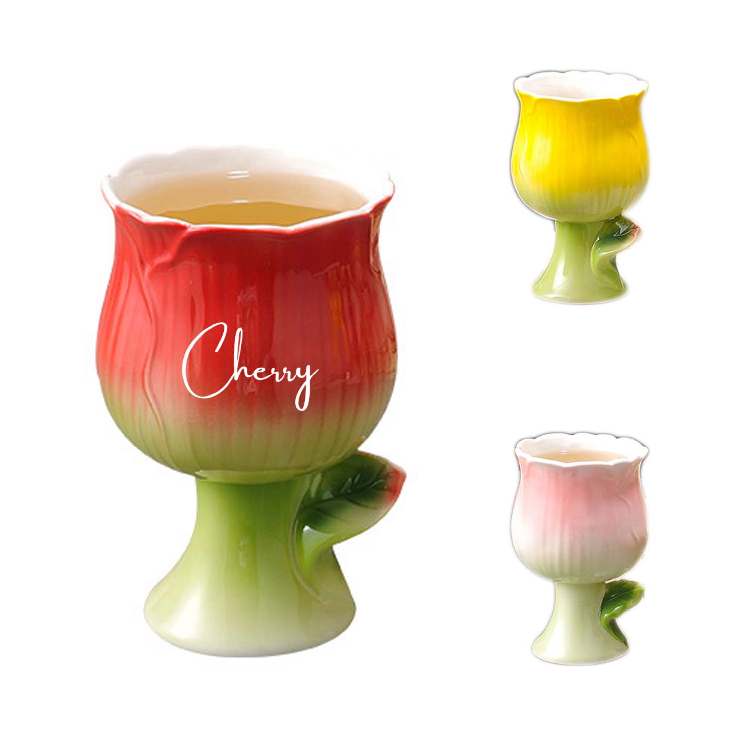 Flower Vintage Wine Goblet Ceremic Glasses 3