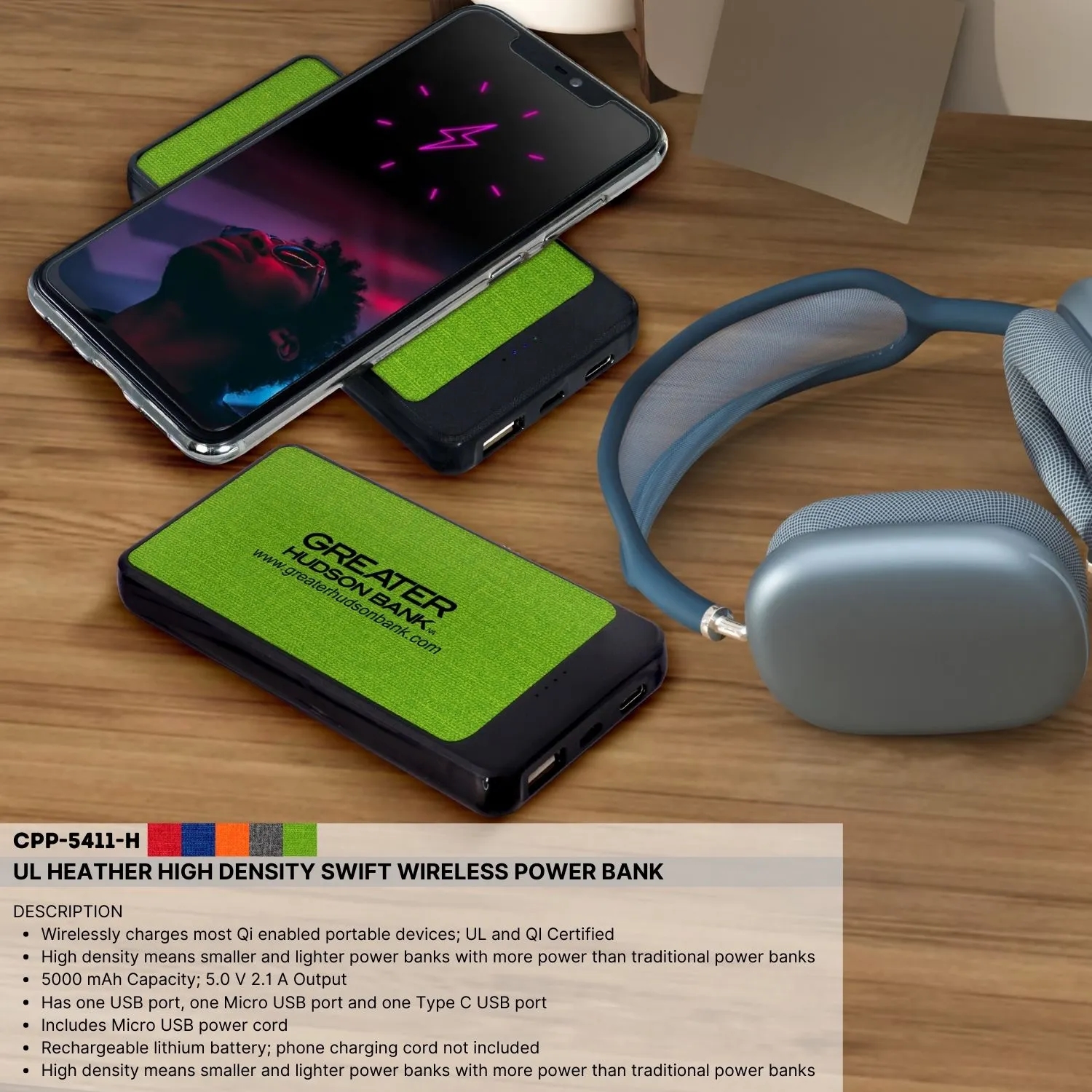 UL HEATHER HIGH DENSITY SWIFT WIRELESS POWER BANK 14