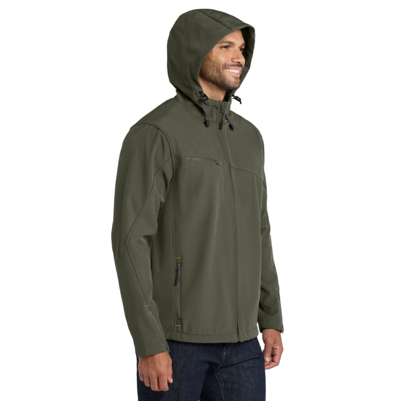 Port Authority Textured Hooded Soft Shell Jacket. 7