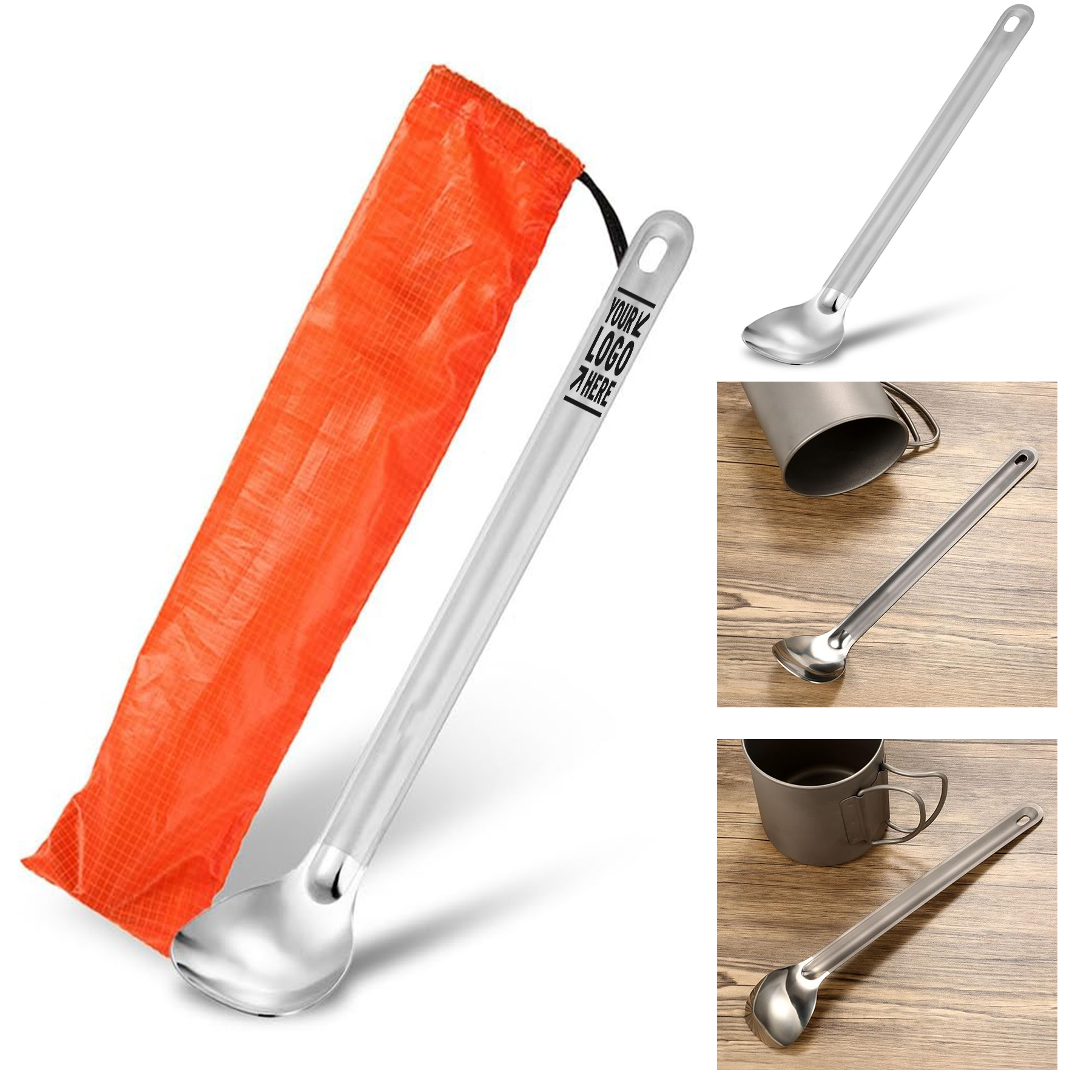 Titanium Outdoor Camping Travel Picnic Long Handle Spoon Lightweight Hiking Backpacking Flatware 2