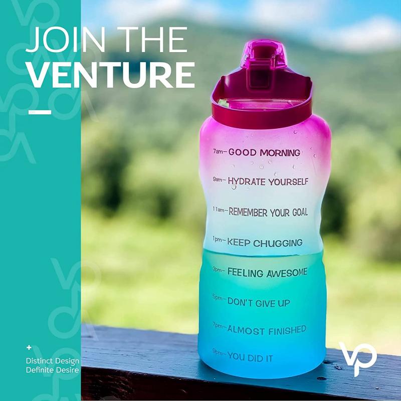 Color Changing 0.5 Gallon Motivational Water Bottle w/Straw & Time Marker 2