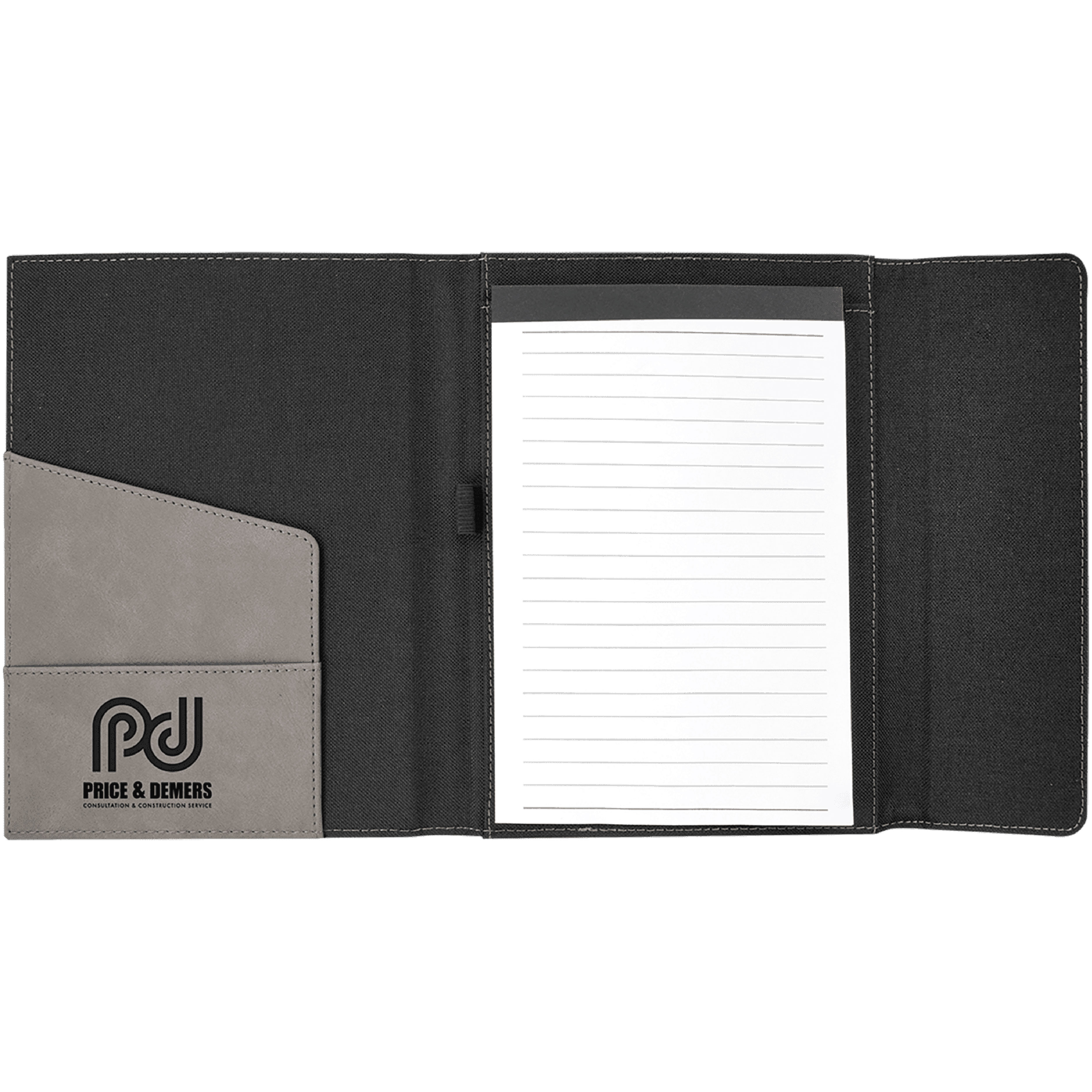 7" x 9" Gray Leatherette & Black Canvas Portfolio 6