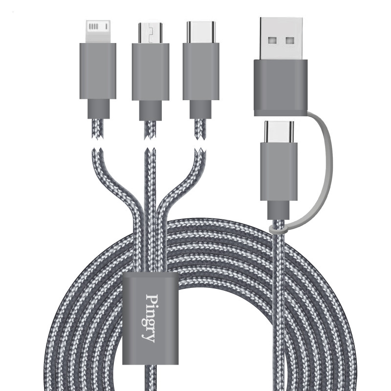 Connect Reach 5ft 3-in-1 Braided Charging Cable with Type-C Input 3