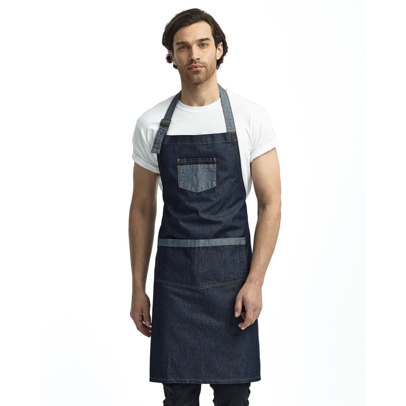 Artisan Collection By Reprime Unisex Domain Contrast Denim Bib Apron 11