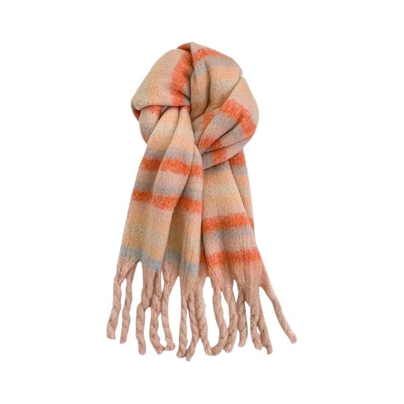 Warm Color-Block Knit Winter Scarf 2
