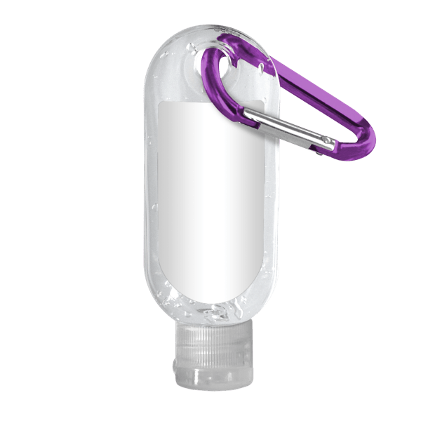 1.9 oz. Clear Sanitizer in Clear Bottle with Carabiner 13
