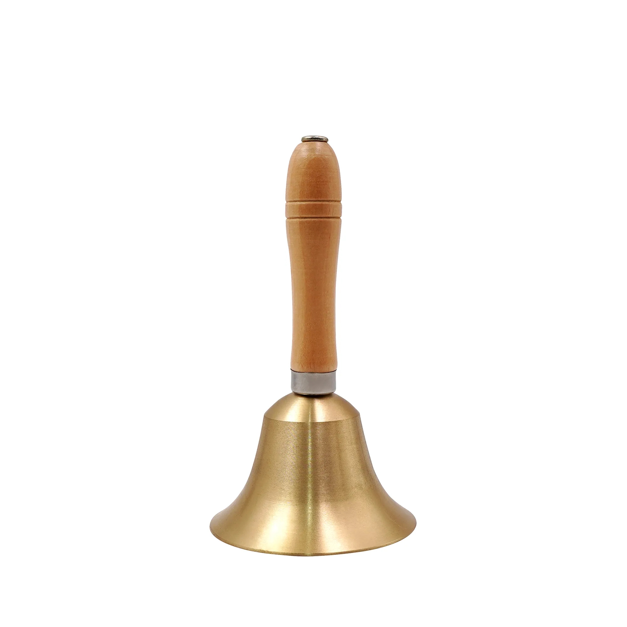 Laser Engraved Logo Solid Gold Brass Hand Call Bell 4