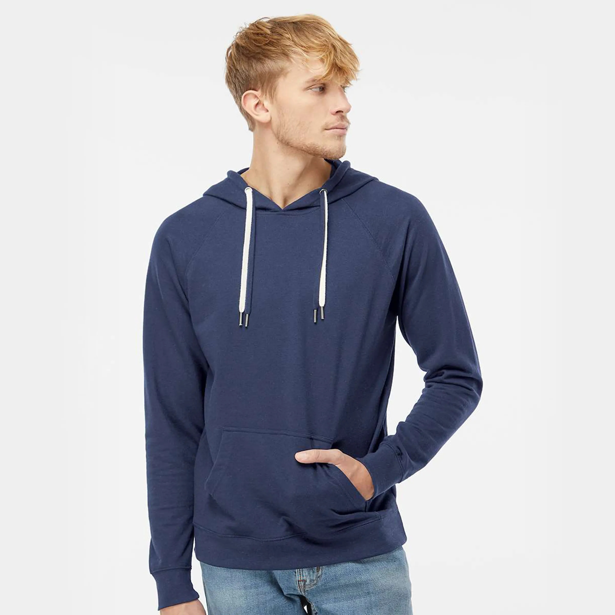 Unisex Lightweight Loopback Terry Hooded Pullover 37