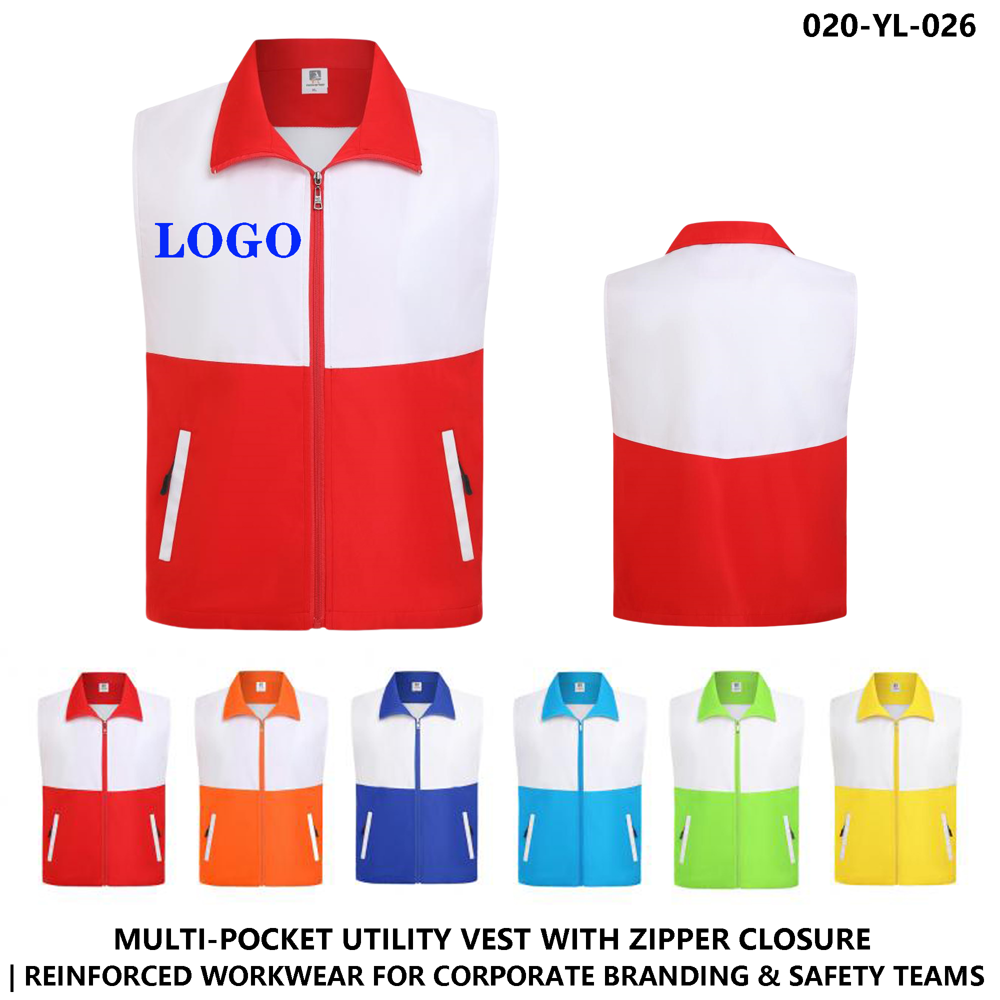 Custom Logo Double Layer Vest ?C Color Block & Zipper Design 2
