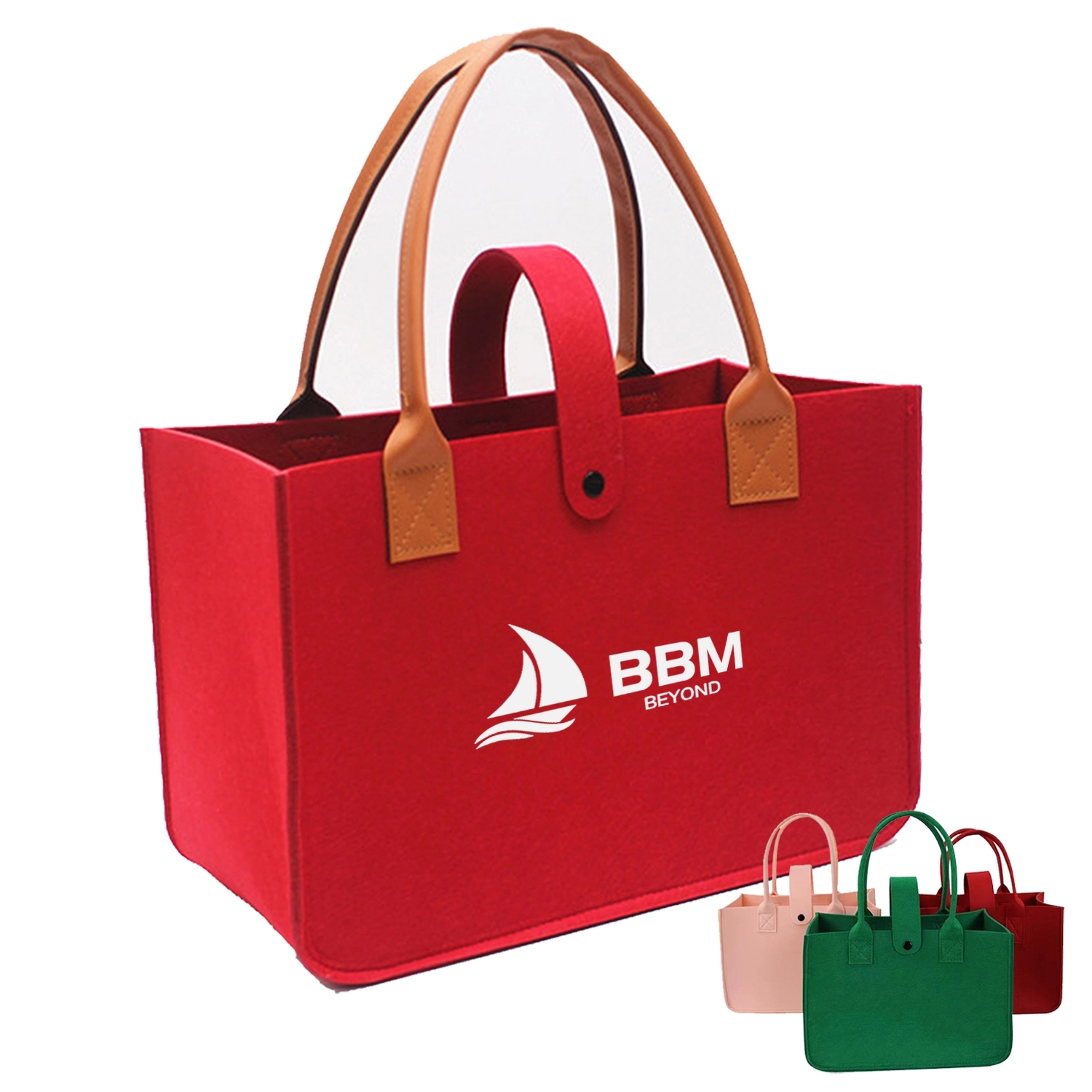 PU Double Handle Felt Tote Bag 3