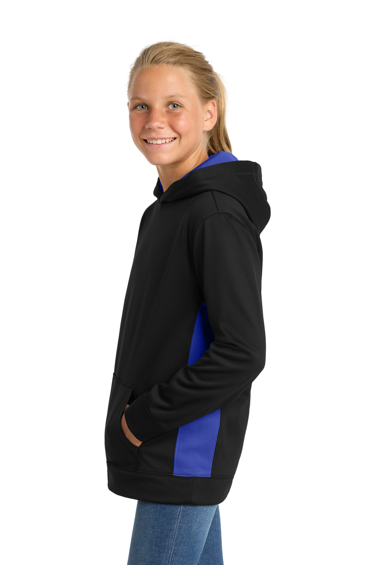 Sport-Tek Youth Sport-Wick Fleece Colorblock Hooded Pullover. YST235 26
