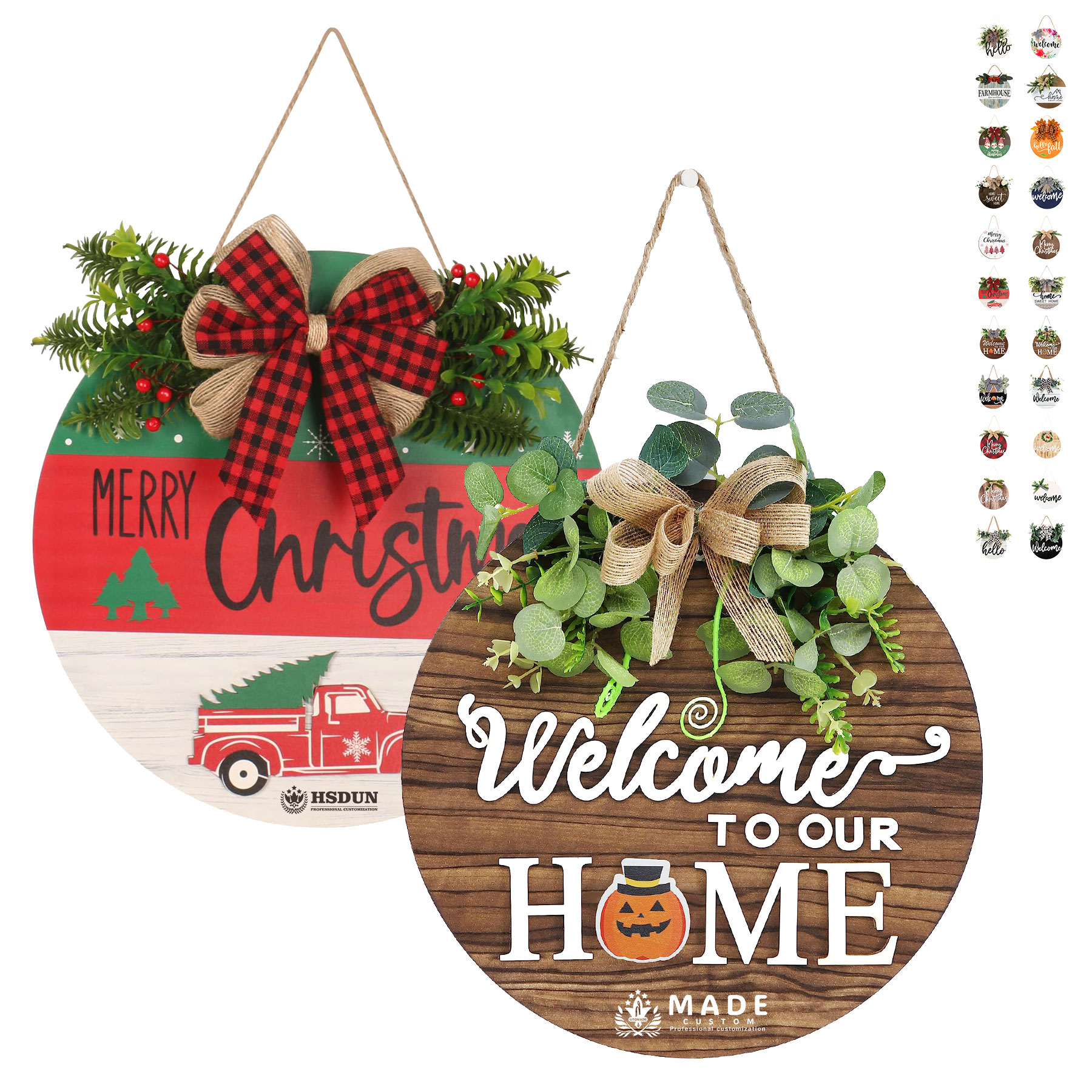 Round Wooden Decorative Pendant Festival Ornaments 24