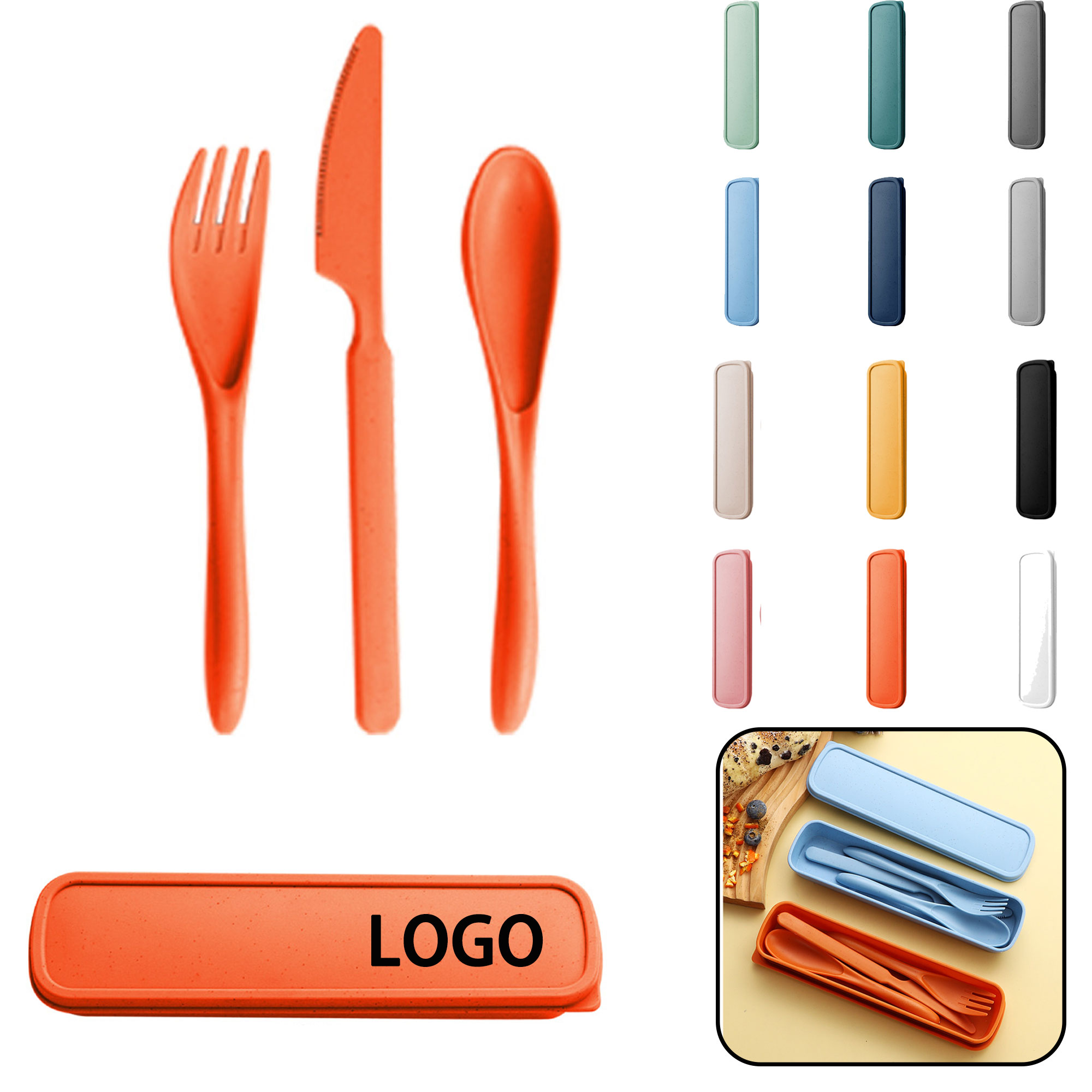 Portable Wheat Straw Tableware Set 3
