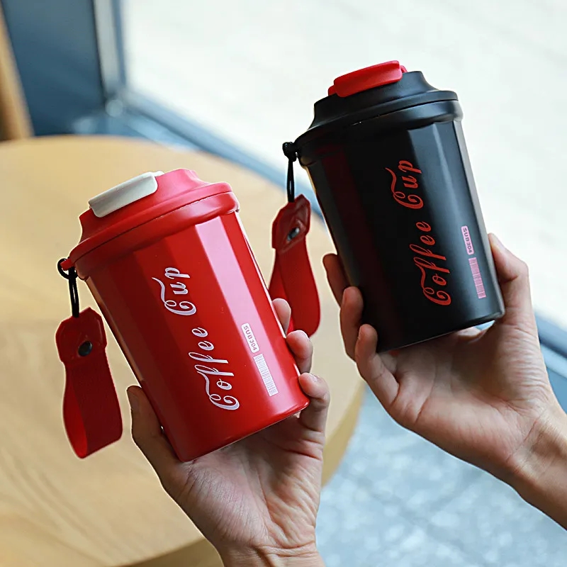 Coffee Vacuum Insulated Tumblers Thermos Cup with Rope 4
