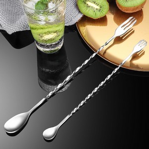 2 In 1 Cocktail Mixing Spoon Fork 12