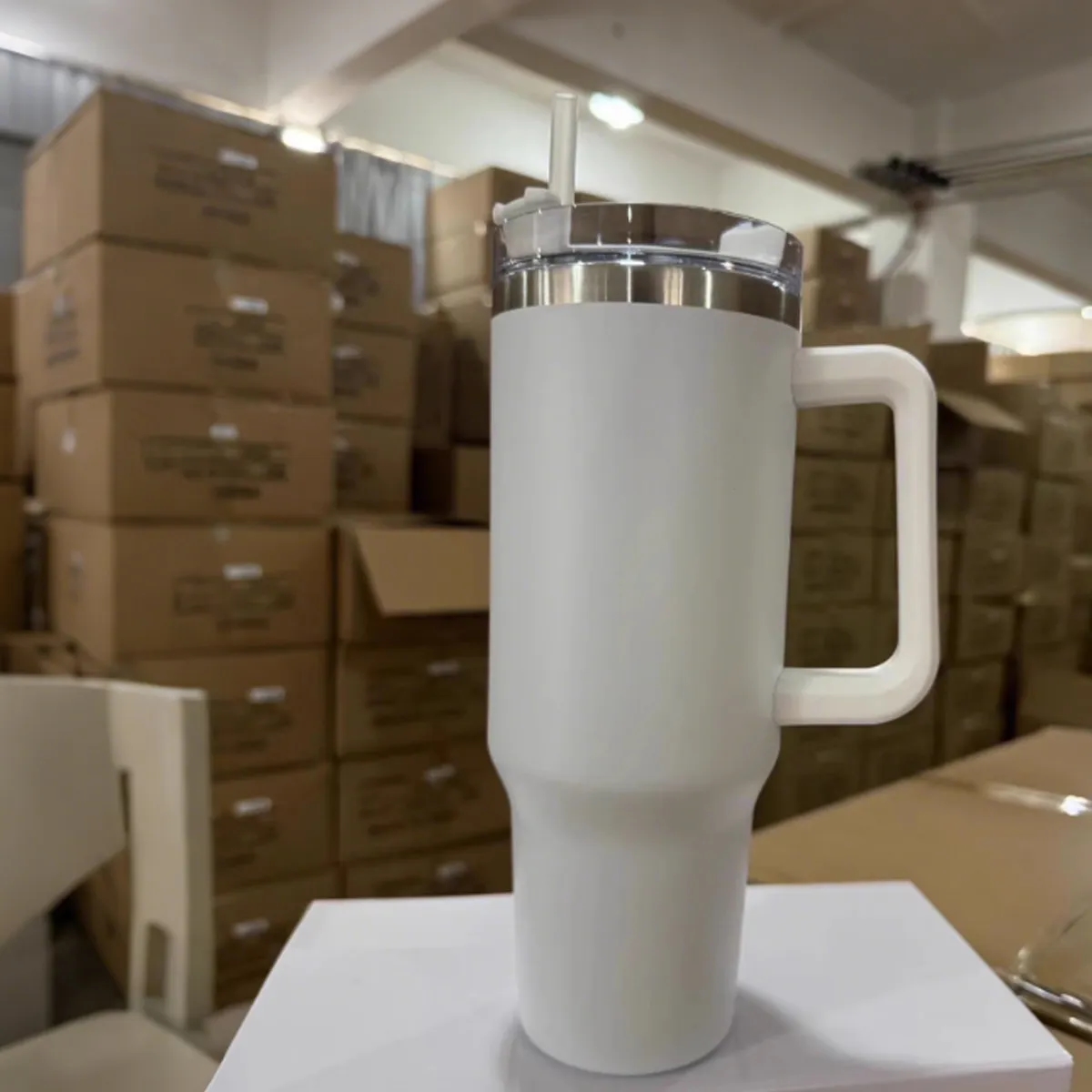 pink 40 Oz. Stainless Steel Tumbler With Handle & Straw 5