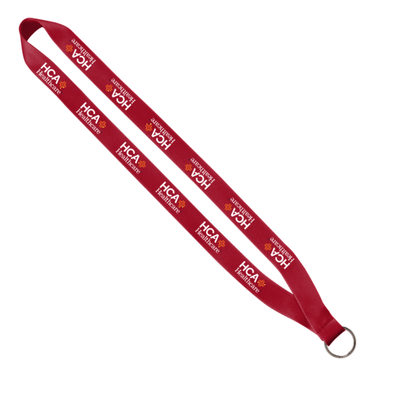 3/4" Polyester Lanyard with Sewn Silver Metal Split-Ring 134