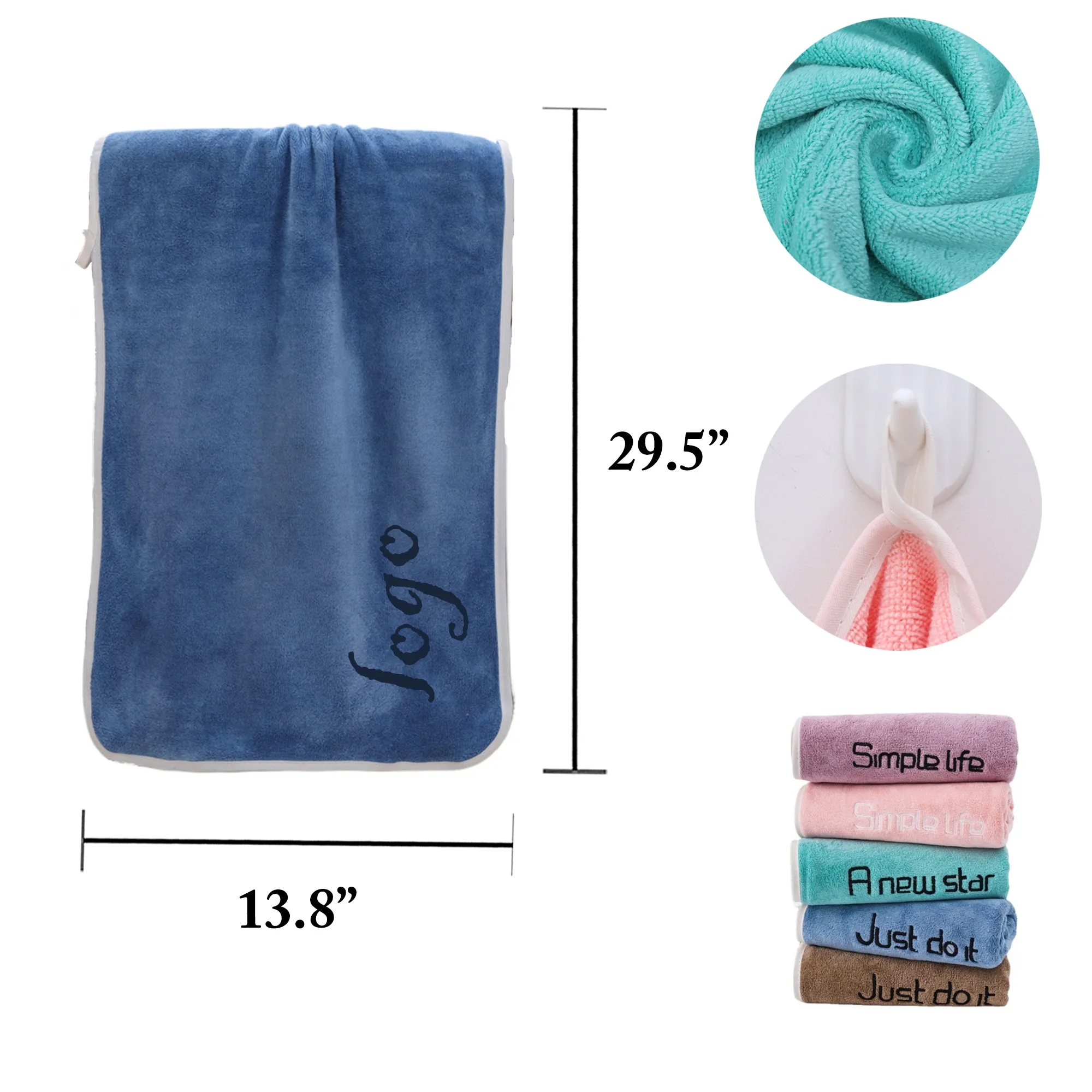 MOQ50 350gsm Thick Coral Fleece Gym Towel 3