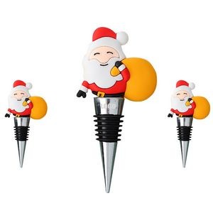 Festive PVC Stand Santa Claus Wine Cork Bottle Stopper 7